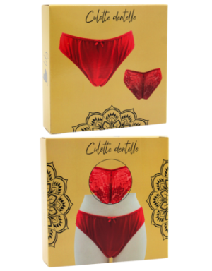Culotte rouge en dentelle avec nœud en satin