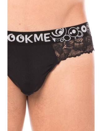 String noir en dentelle délicate