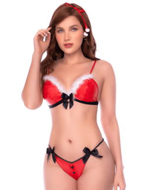 Déguisement Mère Noël 2 pièces avec soutien-gorge et string - Mapalé