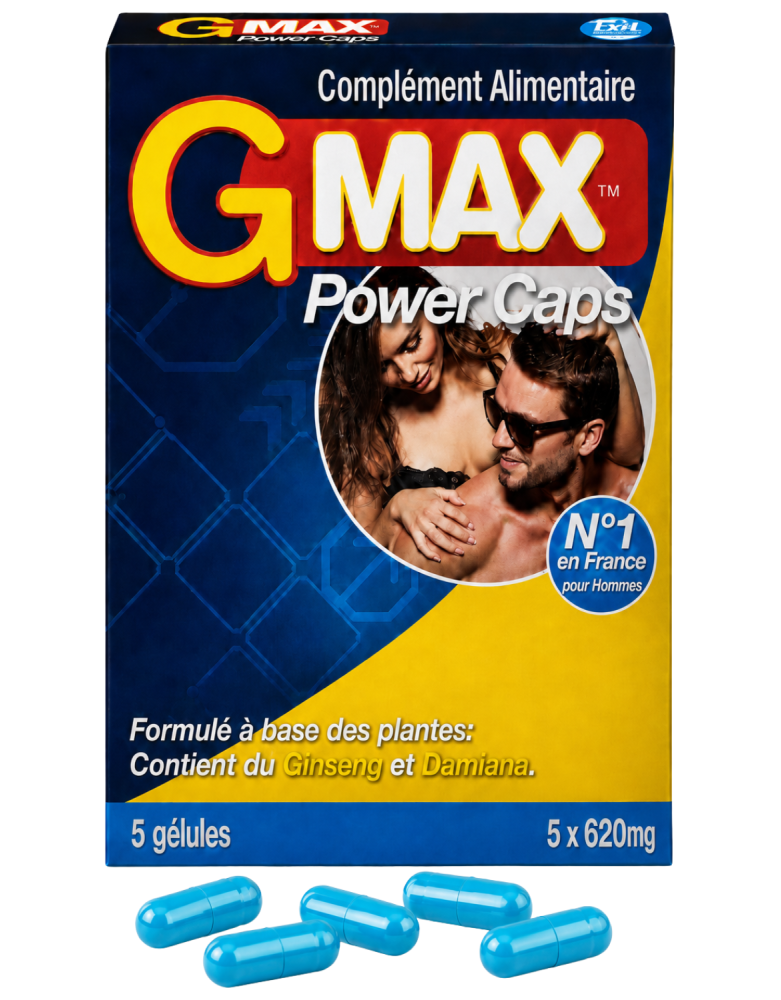 G-MAX Power Caps Boite de 5 gélules – Vitalité & Bien-Être Masculin Complément alimentaire