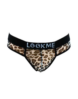 String en résille imprimé léopard gris