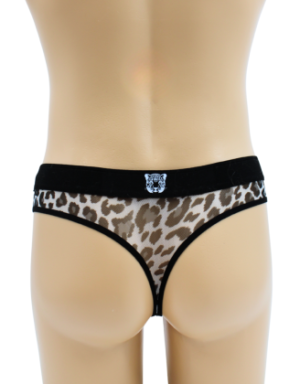 String en résille imprimé léopard gris