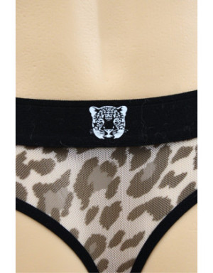 String en résille imprimé léopard gris