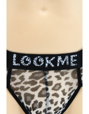 String en résille imprimé léopard gris