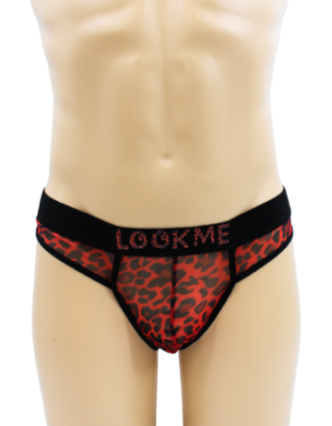 String en résille imprimé léopard rouge