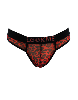 String en résille imprimé léopard rouge