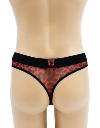 String en résille imprimé léopard rouge