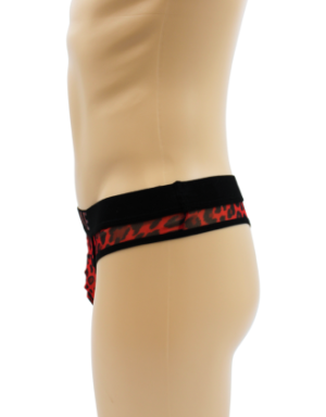 String en résille imprimé léopard rouge