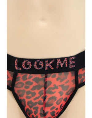 String en résille imprimé léopard rouge