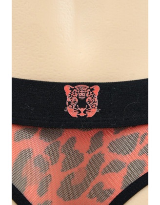 String en résille imprimé léopard rouge