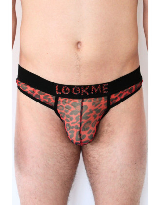 String en résille imprimé léopard rouge