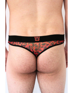 String en résille imprimé léopard rouge