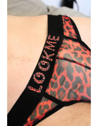 String en résille imprimé léopard rouge