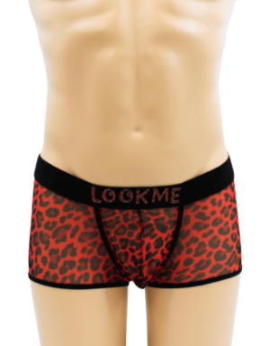 Boxer en résille imprimé léopard rouge