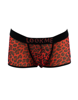 Boxer en résille imprimé léopard rouge