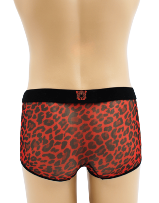 Boxer en résille imprimé léopard rouge