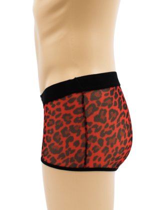 Boxer en résille imprimé léopard rouge