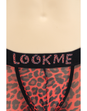 Boxer en résille imprimé léopard rouge