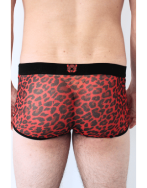 Boxer en résille imprimé léopard rouge
