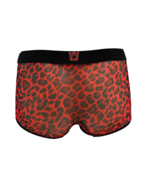 Boxer en résille imprimé léopard rouge
