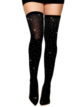 Bas fantaisie noir avec strass