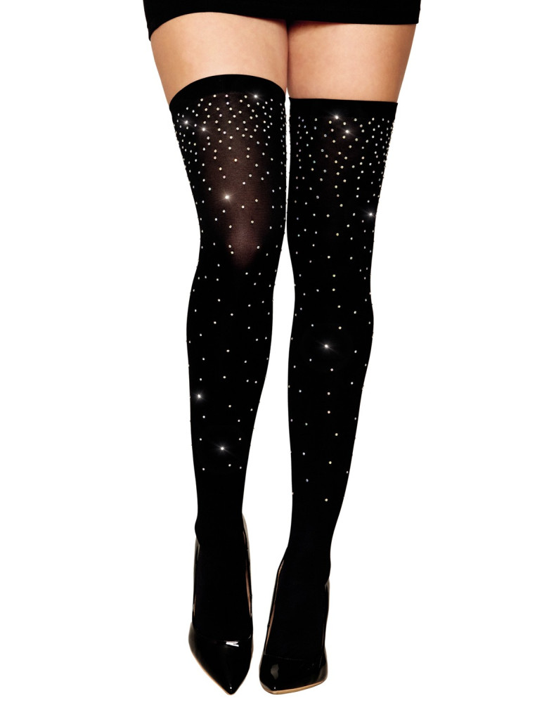 Bas fantaisie noir avec strass