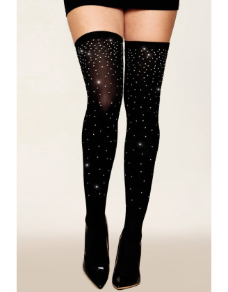 Bas fantaisie noir avec strass