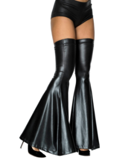 Bas patte d'éléphant en tissu effet mouillé noir