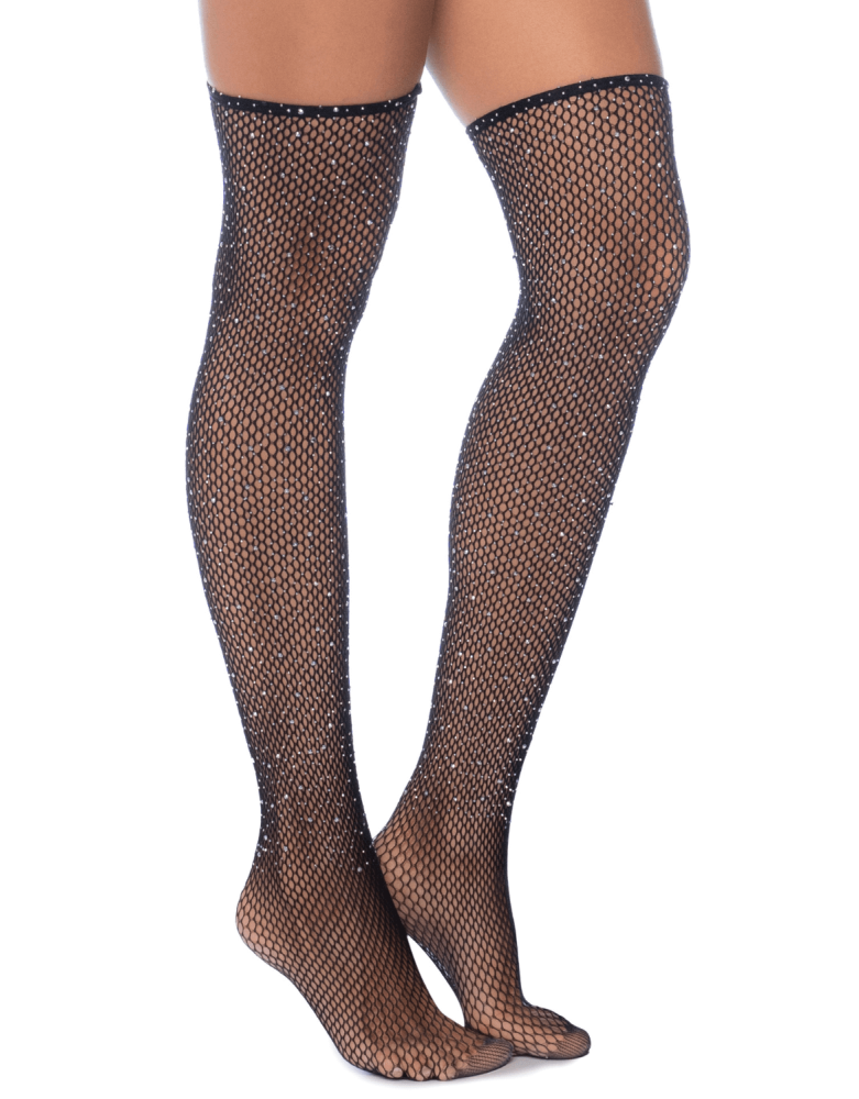 Bas résille noire avec strass - MAL1124BKRH