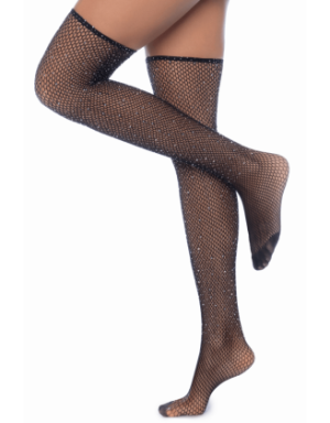 Bas résille noire avec strass - MAL1124BKRH