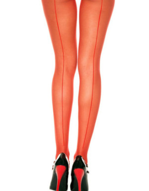 Collant rouge nylon coutures