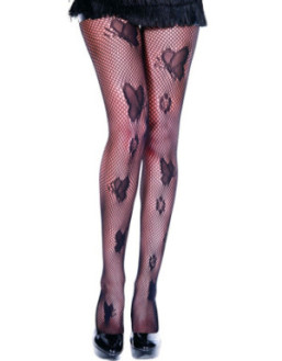 Collant sexy résille noir avec papillons