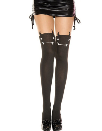 Collant semi opaque avec tête diable fantaisie