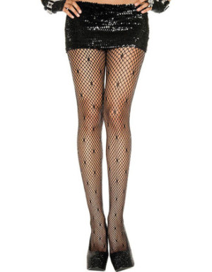 Collant en fine résille forme mini losange noir