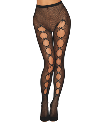 Collant fantaisie résille noir avec liseré à l'arrière