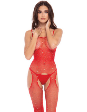 Bodystocking rouge scintillante