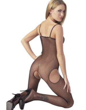 Combinaison en résille noire ouvert à l'entrejambe