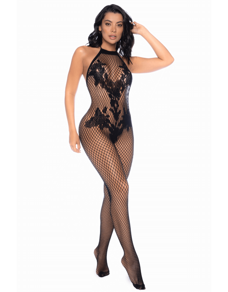 Combinaison en résille noir
