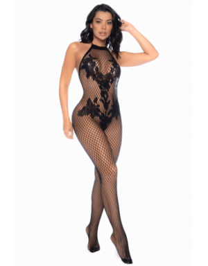 Combinaison en résille noir