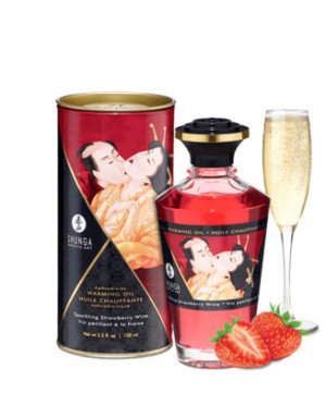 Huile chauffante fraise vin pétillant  comestible 100ml