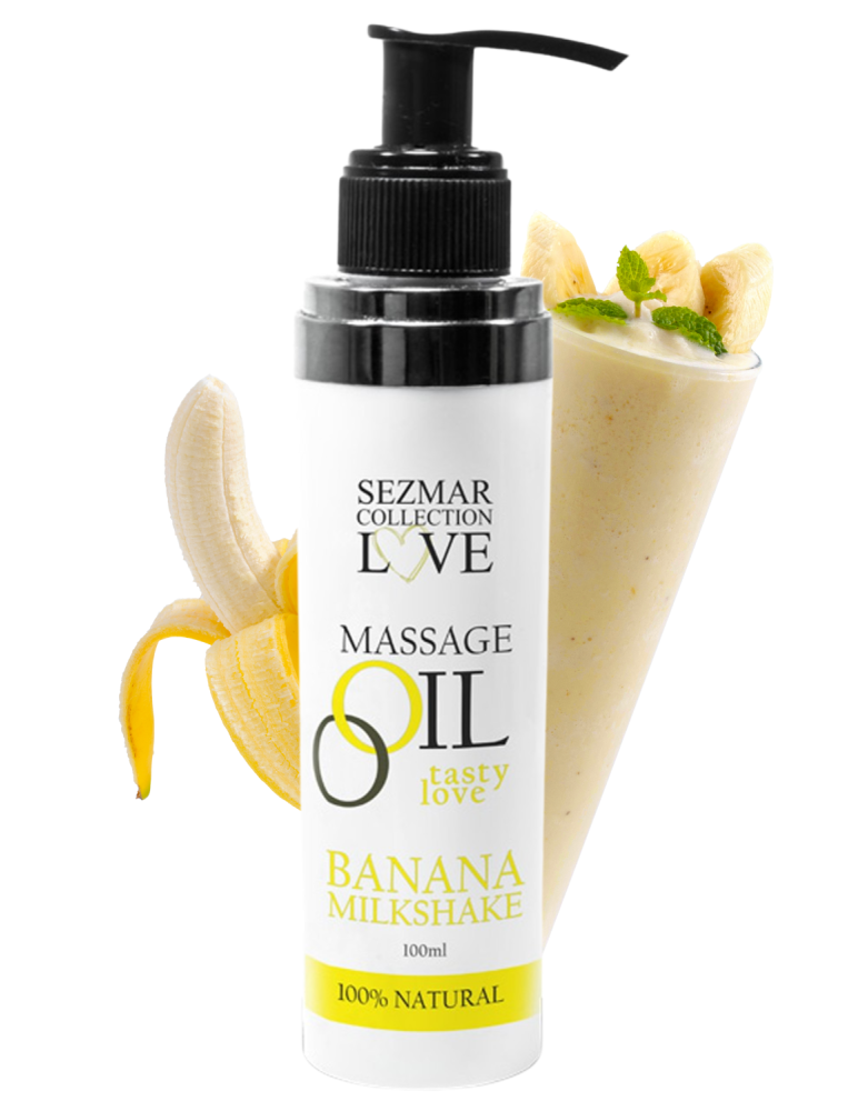 Huile de massage comestible milkshake banane 100ml 100% naturelle