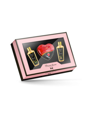 Coffret de massage contenant 2 huiles sèches et 1 bougie de massage