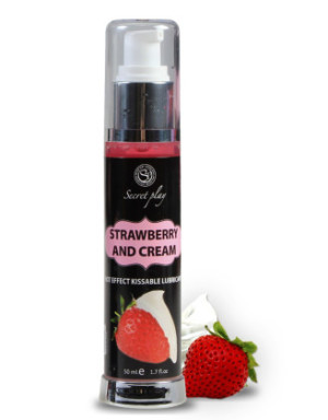 2 en 1 Lubrifiant et huile de massage fraise à la crème chauffant
