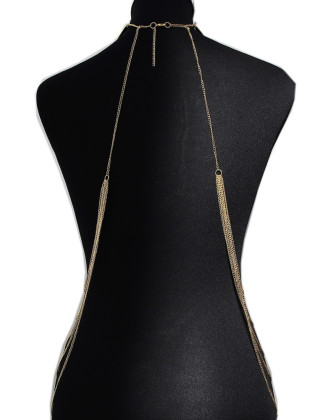 Bijou Tour de cou trois anneaux avec chaines de corps doré