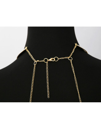 Bijou Tour de cou trois anneaux avec chaines de corps doré