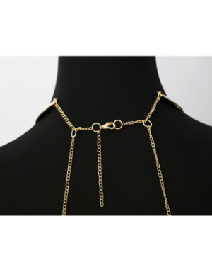 Bijou Tour de cou trois anneaux avec chaines de corps doré