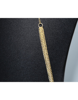 Bijou Tour de cou trois anneaux avec chaines de corps doré