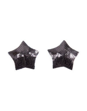 Paire de cache tétons adhésifs étoile pailletée sequin noir