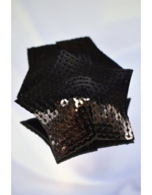 Paire de cache tétons adhésifs étoile pailletée sequin noir
