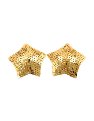 Paire de cache tétons adhésifs étoile pailletée sequin doré